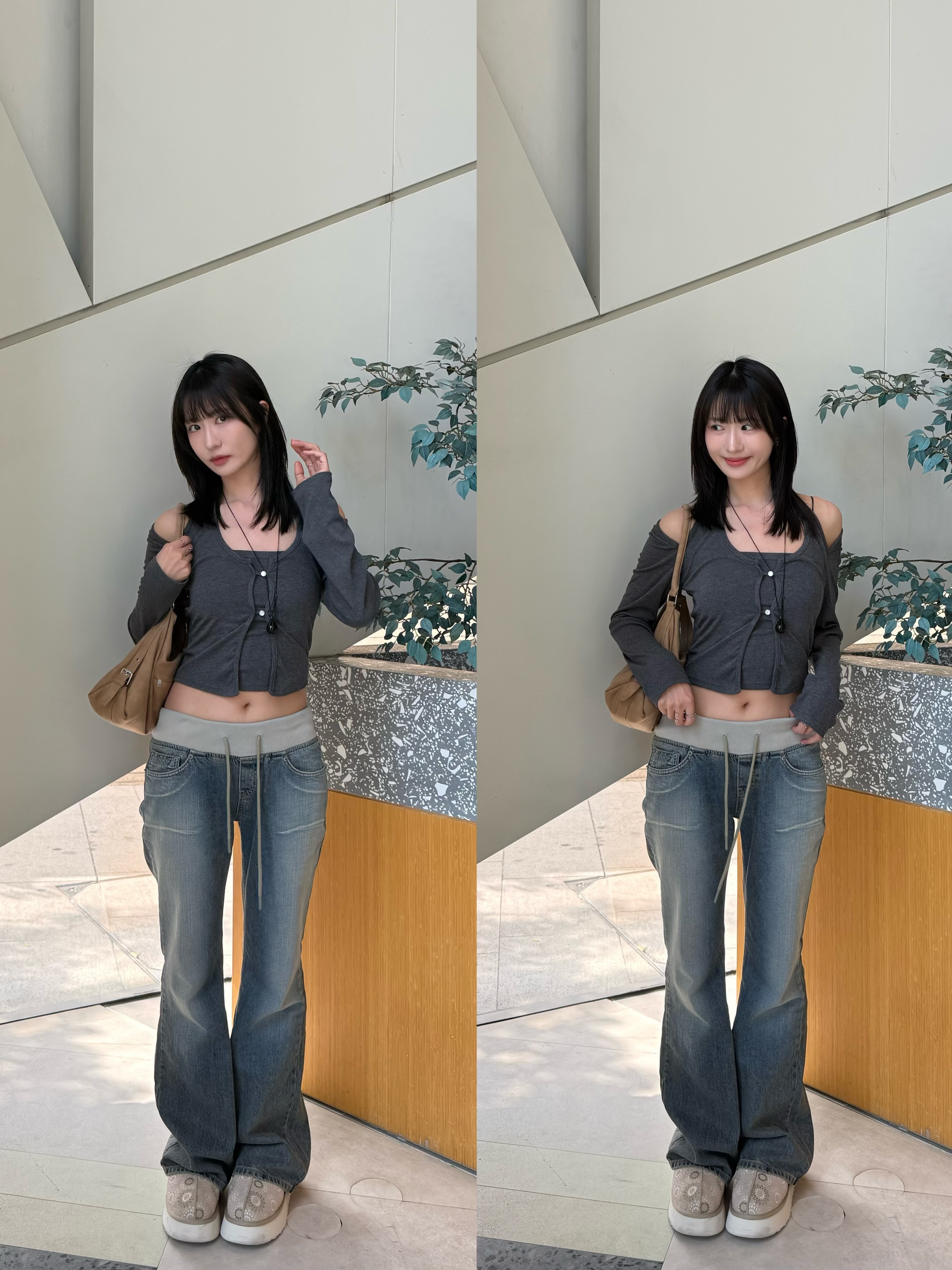 (訂購)個性掛頸扣上衣 T260302(深灰)