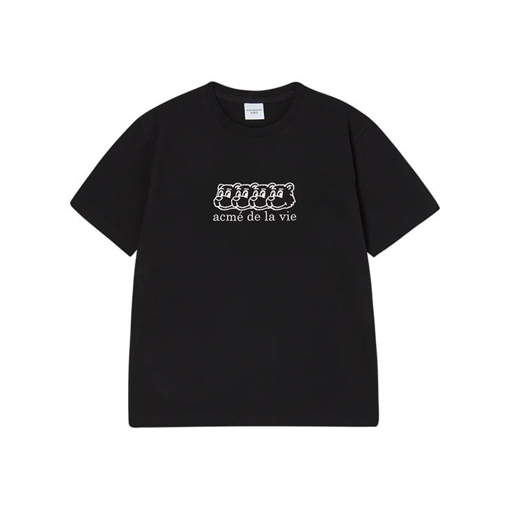 [K] ADLV BLACK MULTI AC BEAR FACE LOGO SHORT SLEEVE T-SHIRT, 25FW-TP-SS-AW-MAF-BLK (KAV156)