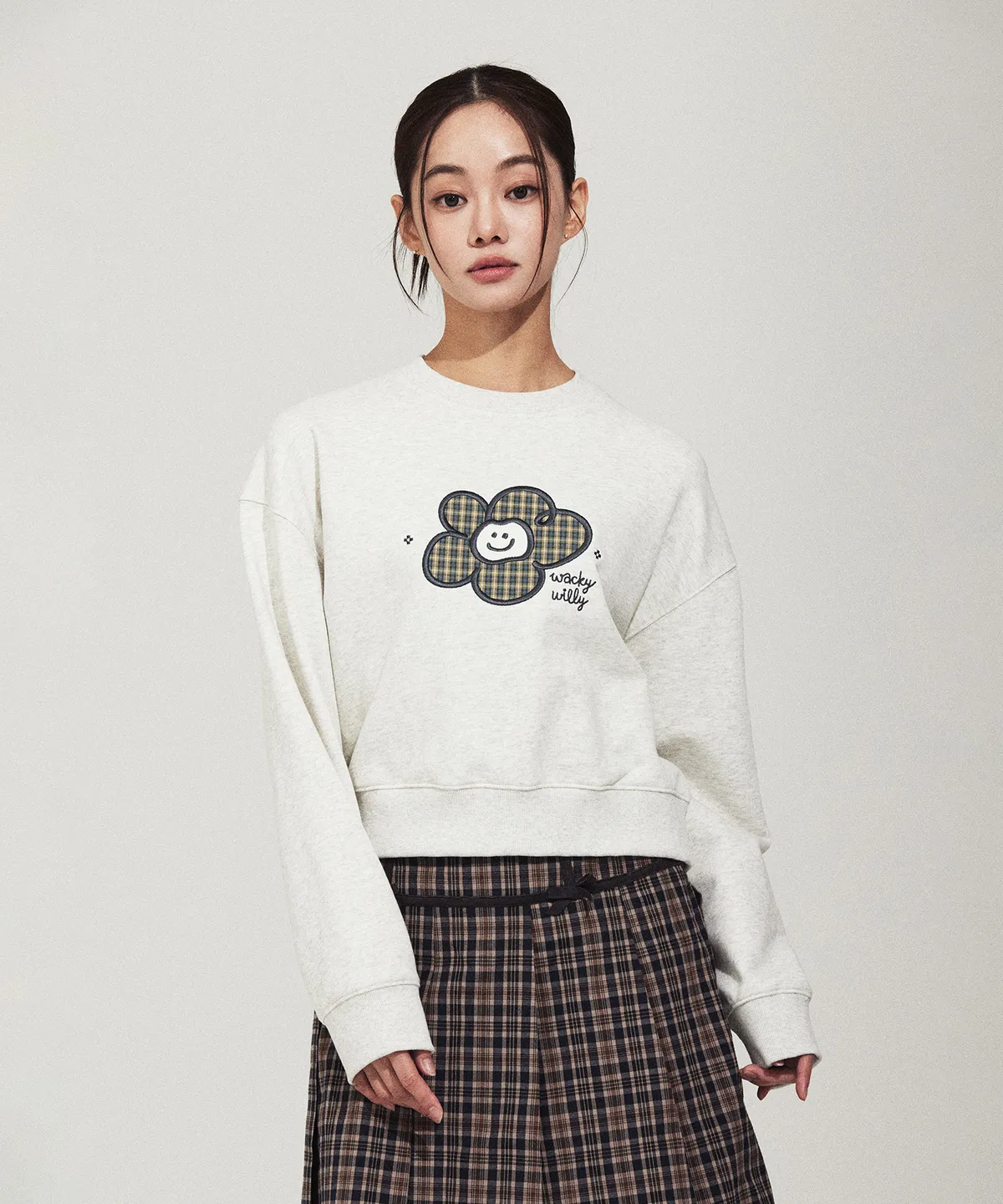 韓國｜WACKY WILLY Check Lily Cropped Sweatshirt (2 Colours)
