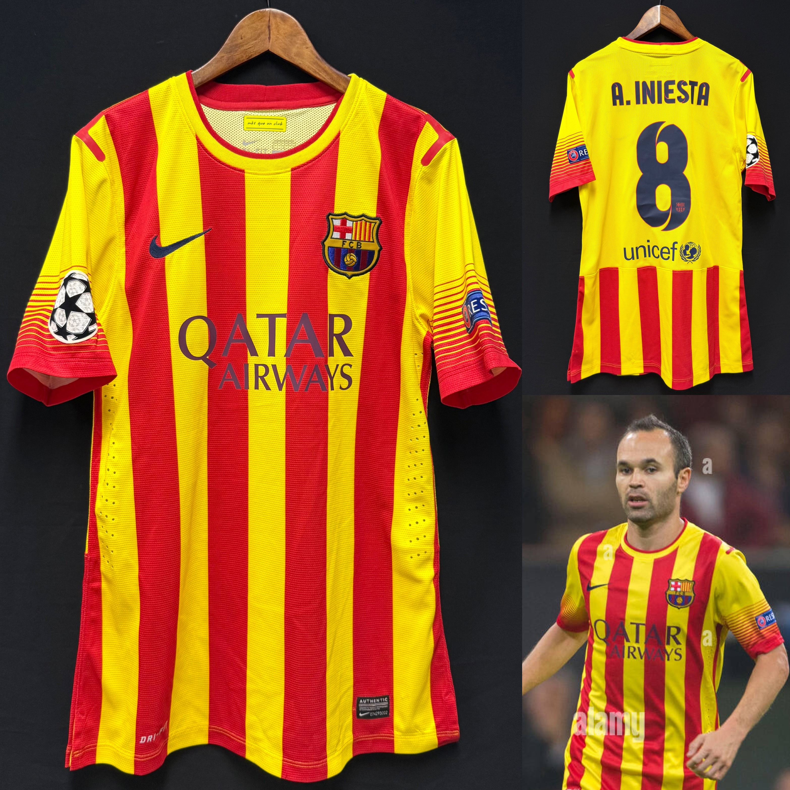 (Match Issue) FC Barcelona 2013-2014 UEFA Champions League Away Match Issue Shirt #8 A INIESTA