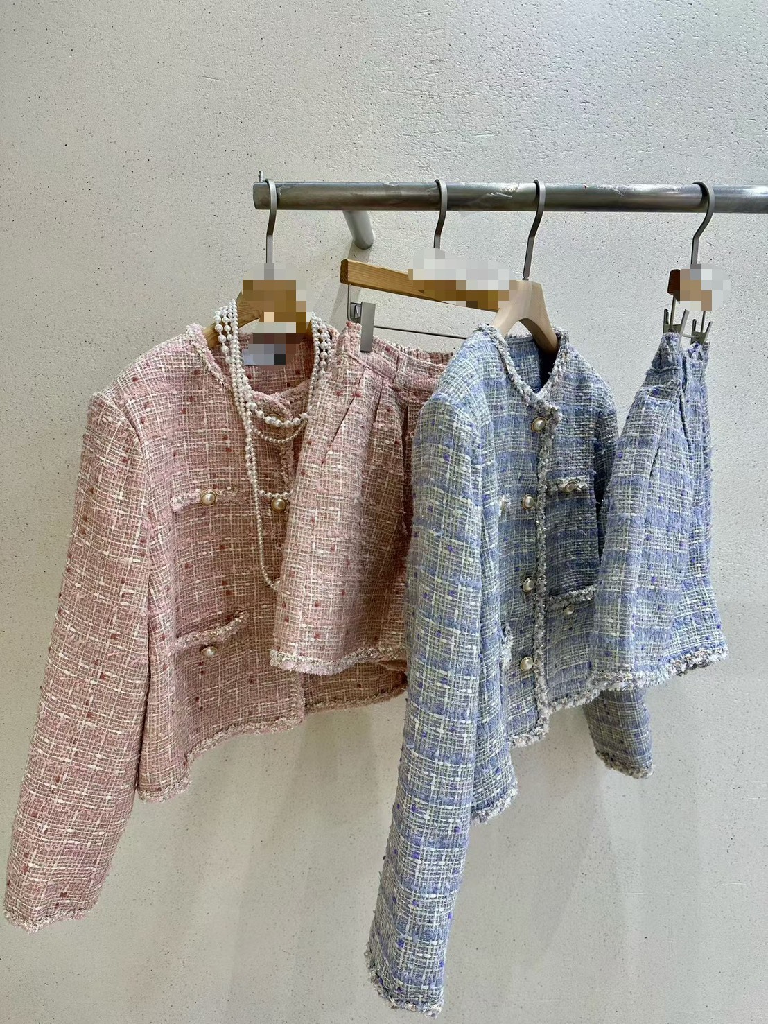 珍珠釦混織小香外套  短褲(分售)