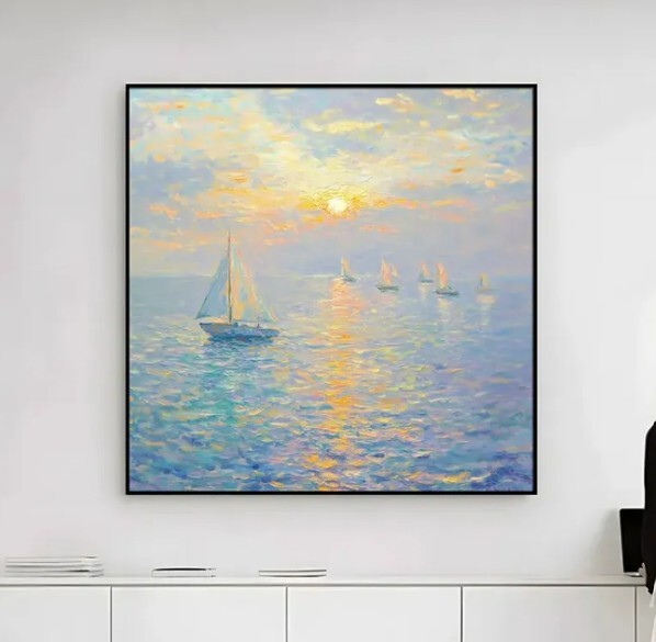 油畫- 碧波金帆
