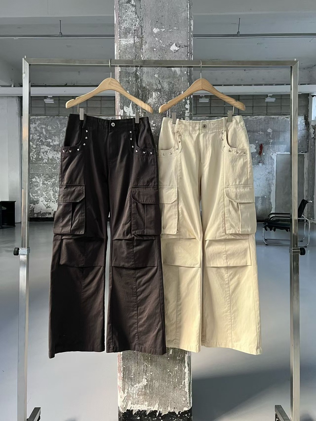 愛心鉚釘口袋長褲