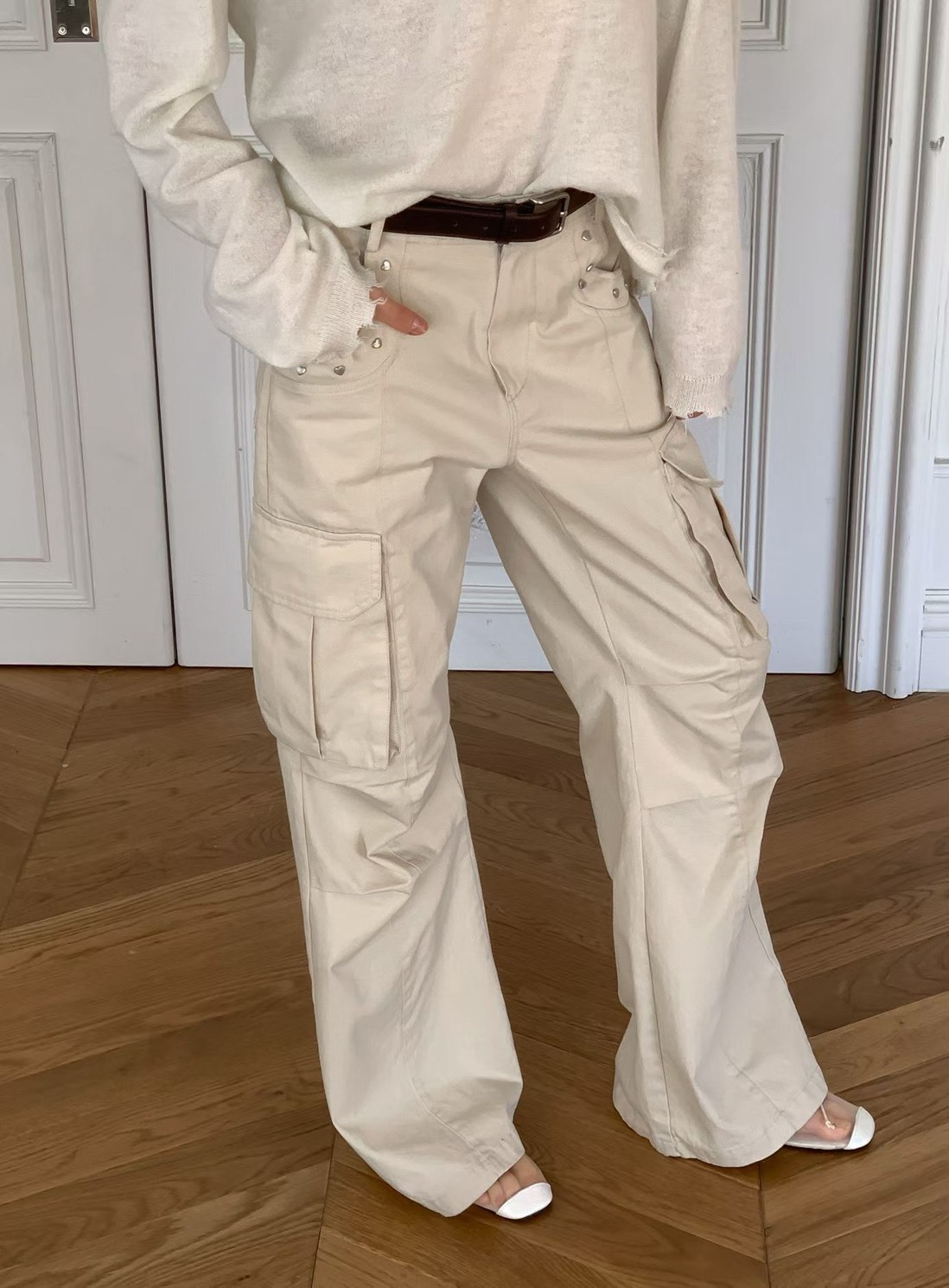 愛心鉚釘口袋長褲