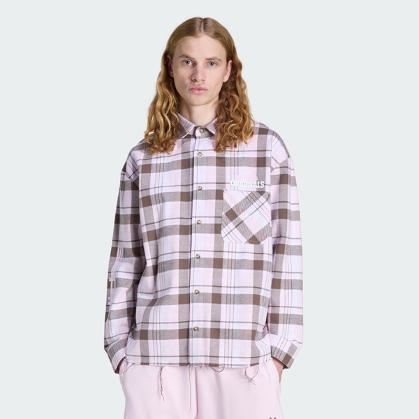 Adidas 愛迪達 Flnnl Bttnup KG6452 男 襯衫 淡紫 亞版 針織 長袖 法蘭絨