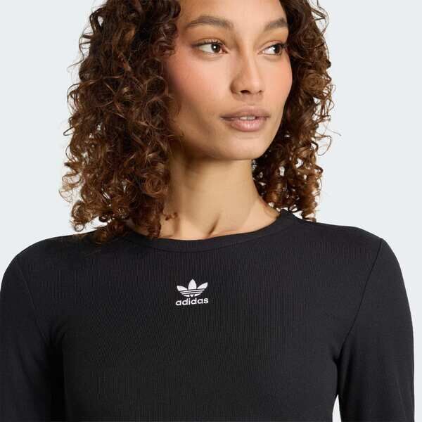 Adidas 愛迪達 Ess Long Sleeve KE1089 女 長袖上衣 休閒長袖 黑 亞版 短版