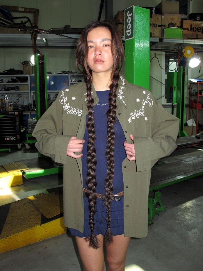 【現貨】FLOWER NEEDLEWORK SHIRTS JACKET_KHAKI