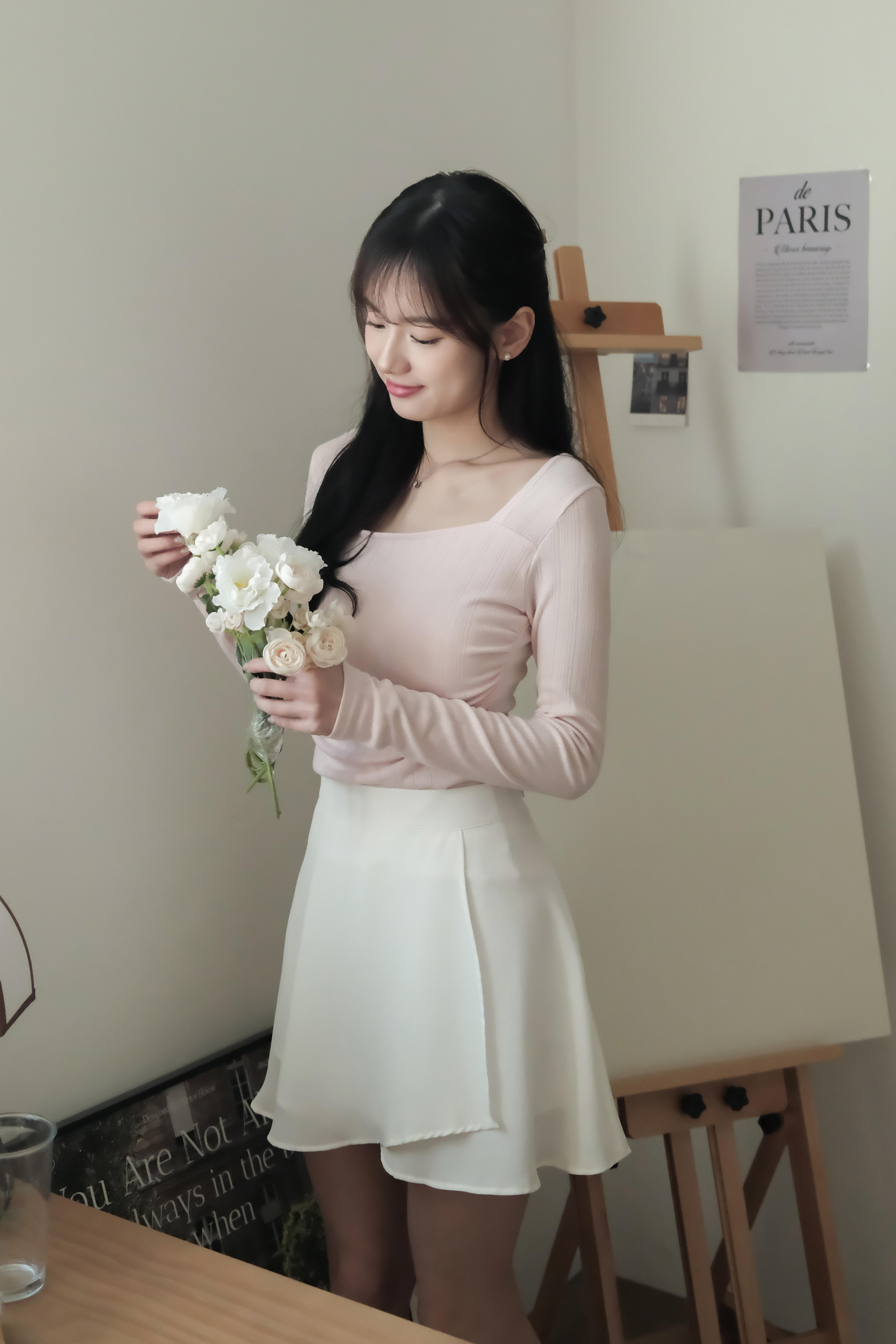 氣質方領顯瘦抓皺上衣 ( 3 colors)