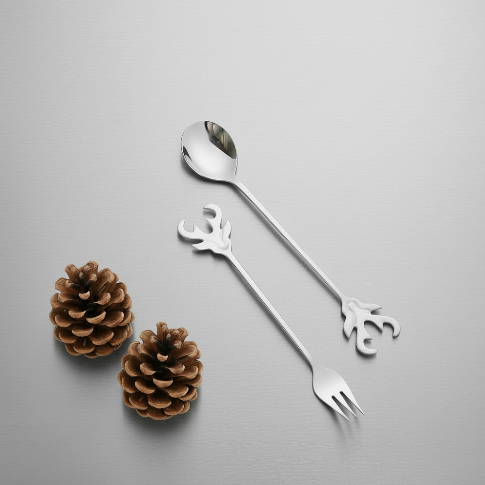 GELLIS鵲利仕REINDEER Rudolph銀雪馴鹿叉匙餐具組_4支