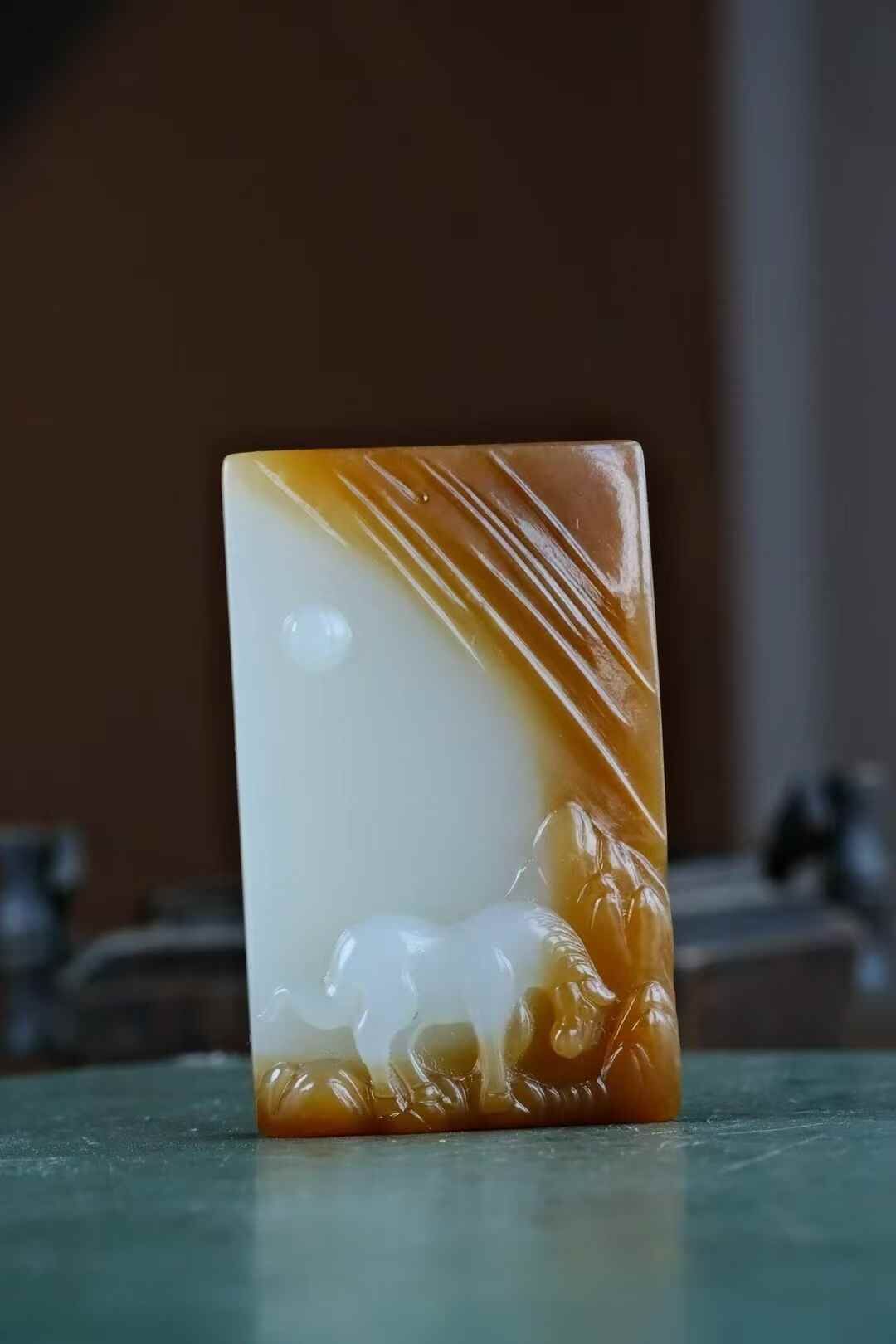 和田玉糖白馬牌,天然和田玉軟玉