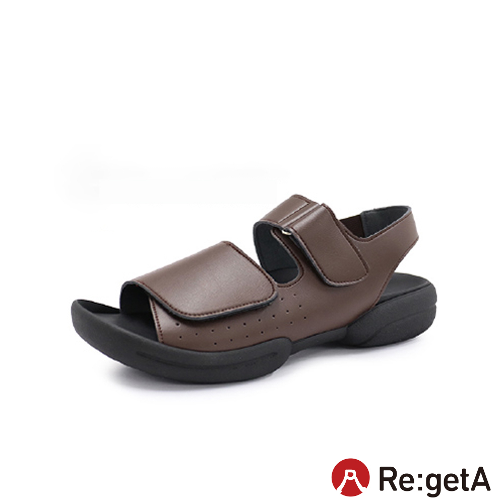 大阪樂步健康鞋 Re:getA -魔鬼氈後帶涼鞋R230M(DBR-深咖啡)