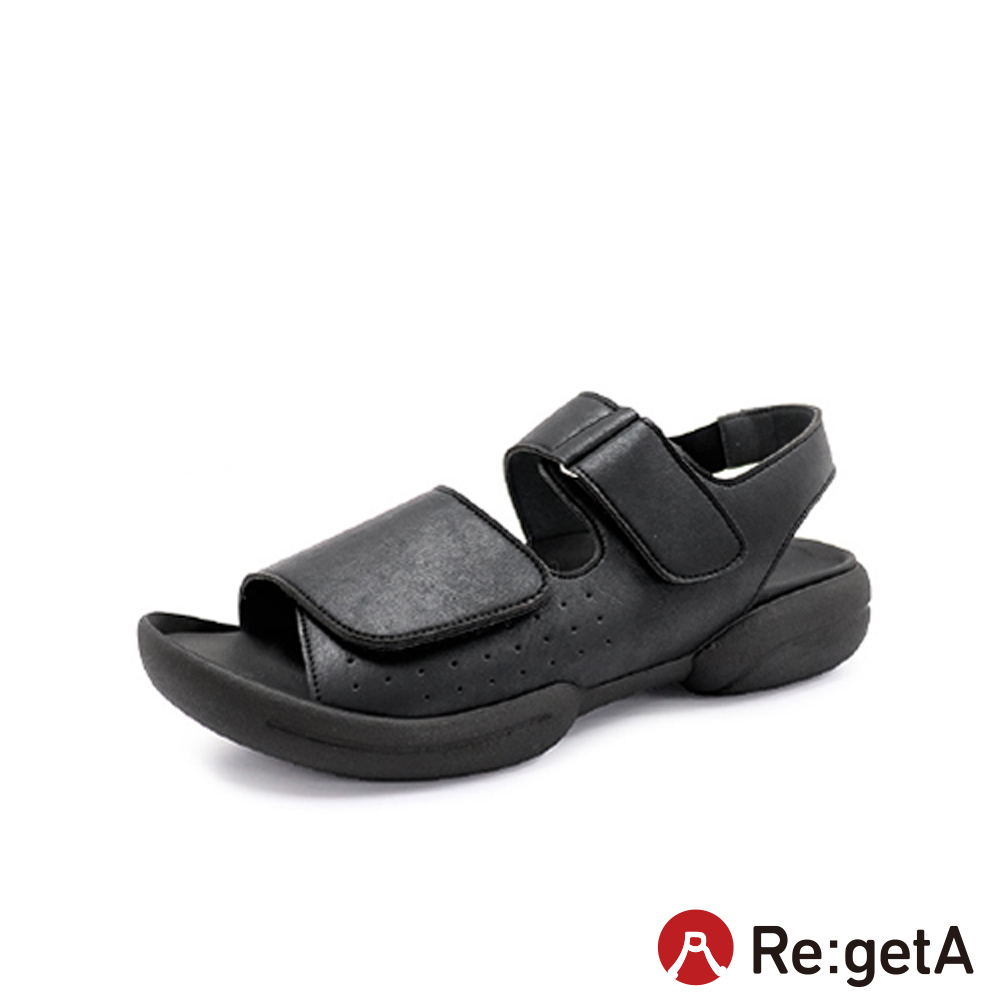 大阪樂步健康鞋 Re:getA -魔鬼氈後帶涼鞋R230M(BLK-黑色)
