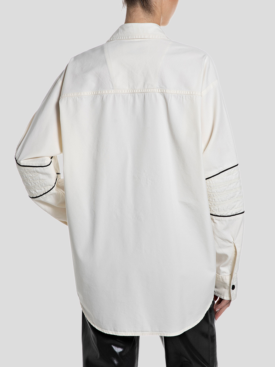 男友風撞色拼接襯衫