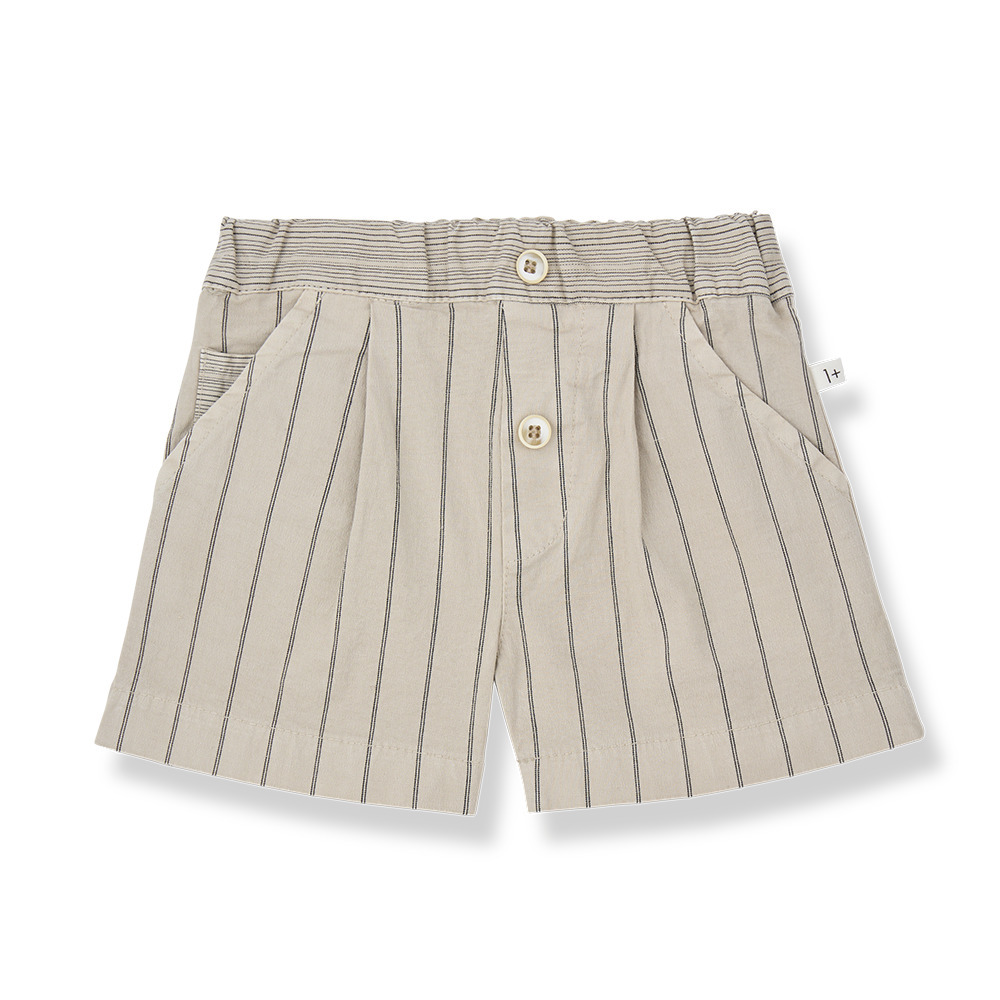 1+ in the family 條紋拼接雙釦短褲 MONRAS - beige