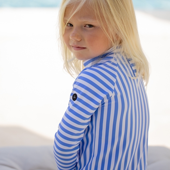 （預購）1+ in the family 條紋後釦長袖泳衣 TELMO - ultramarine