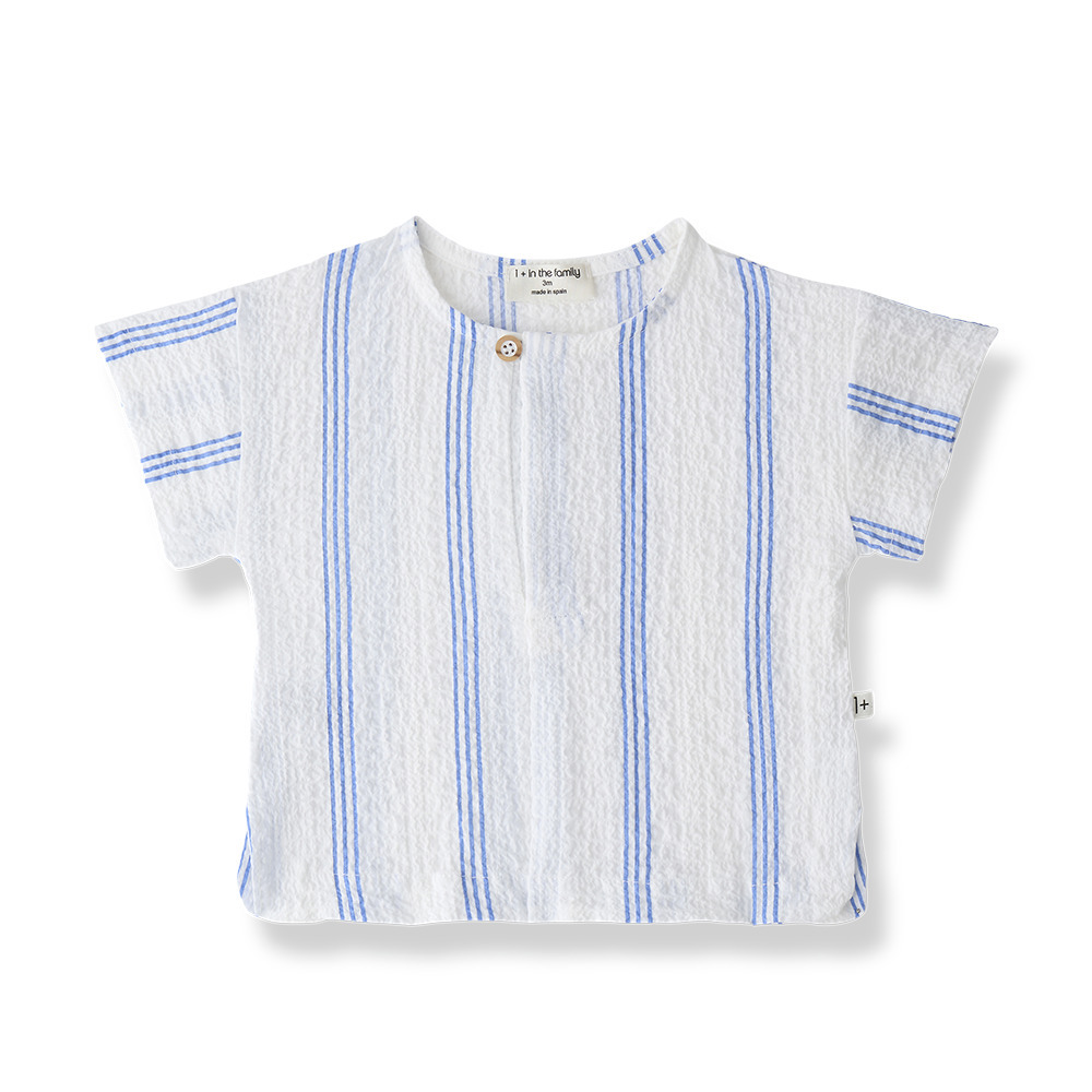 （預購）1+ in the family 單釦條紋短袖上衣 PORTLLIGAT - ultramarine