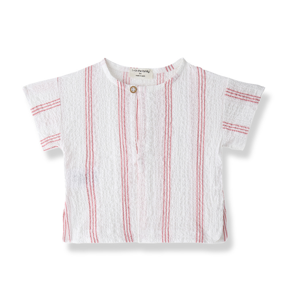 （預購）1+ in the family 單釦條紋短袖上衣 PORTLLIGAT - strawberry