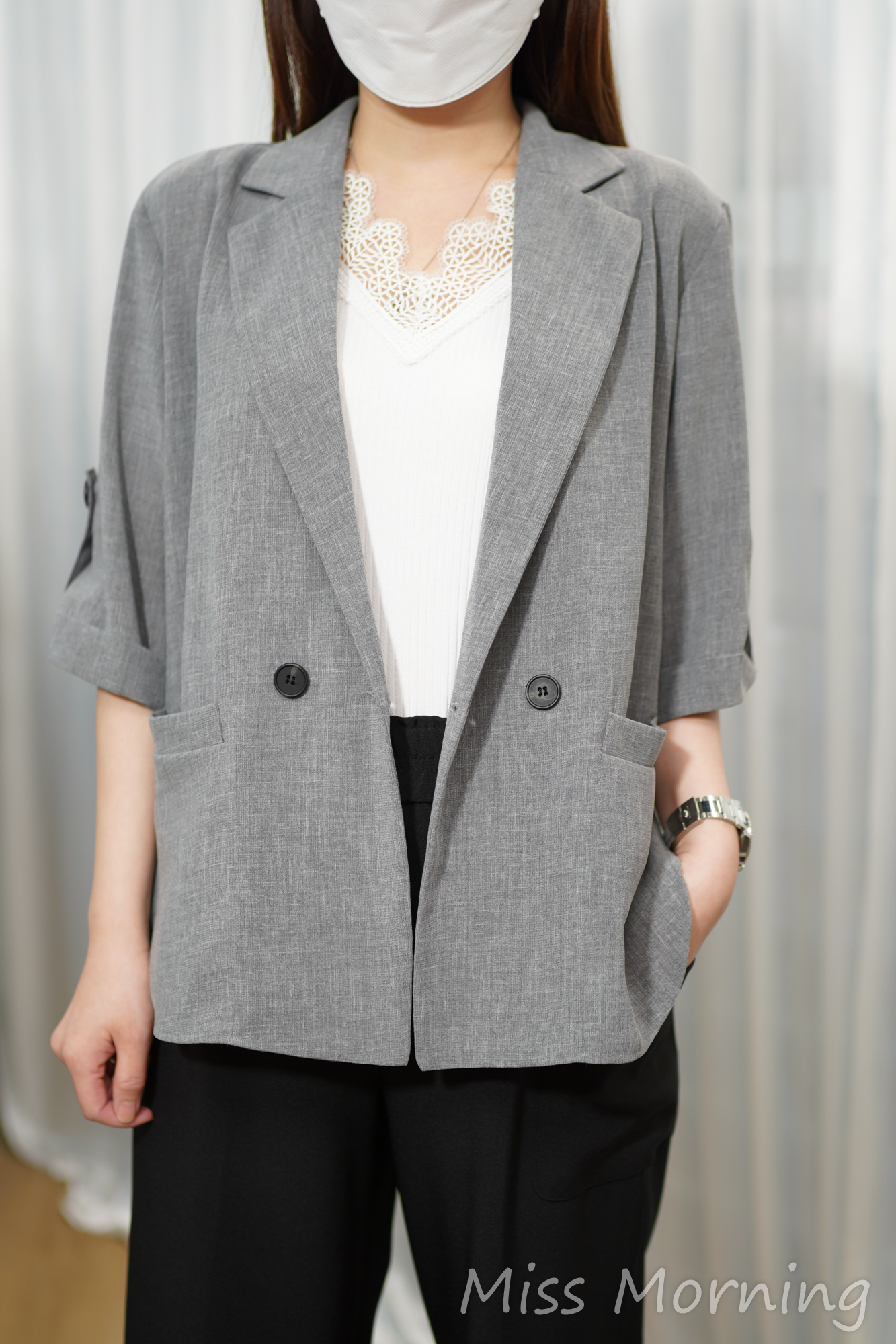 爽身免燙挺身麻料外套(15104)