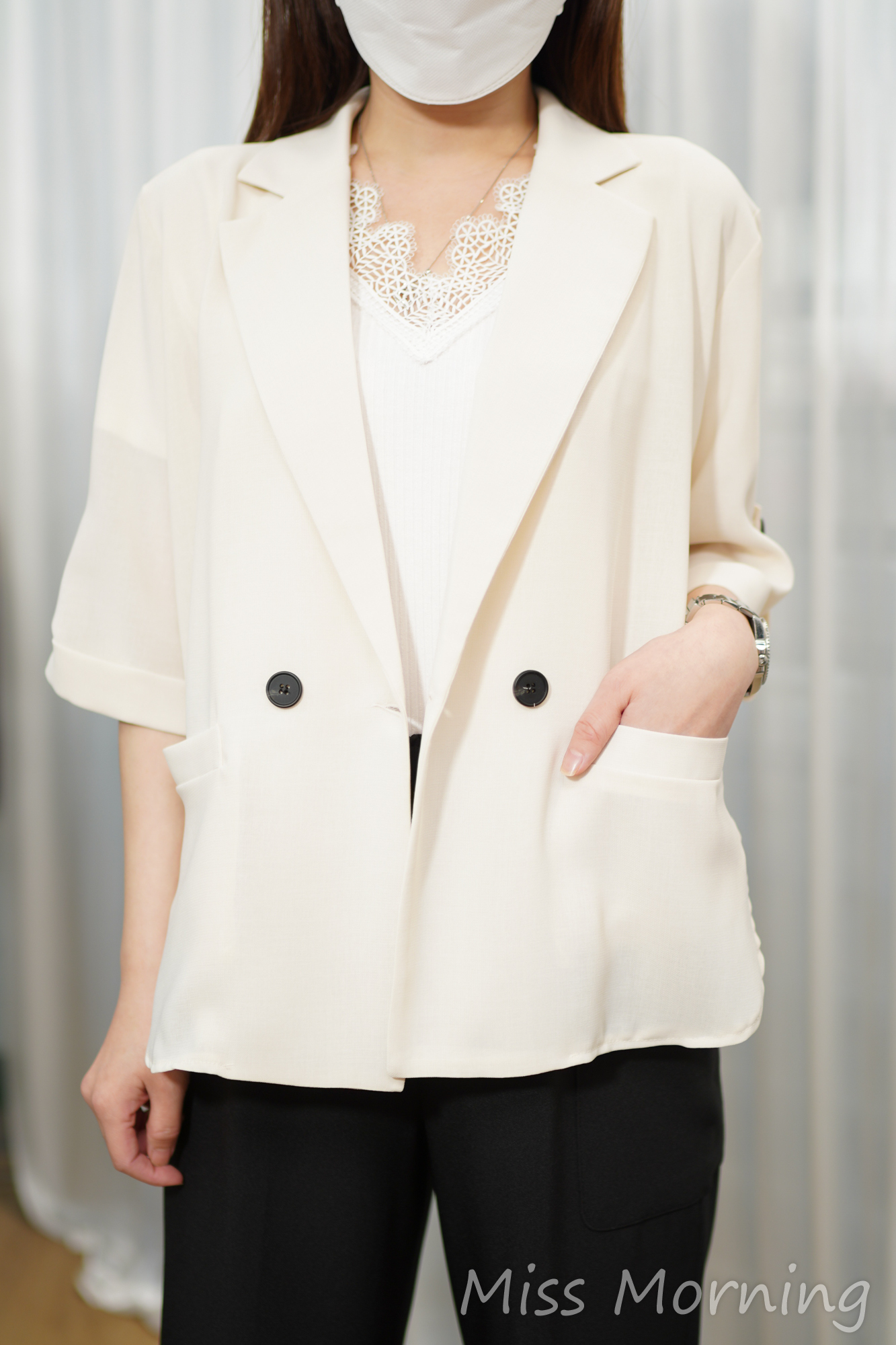 爽身免燙挺身麻料外套(15104)