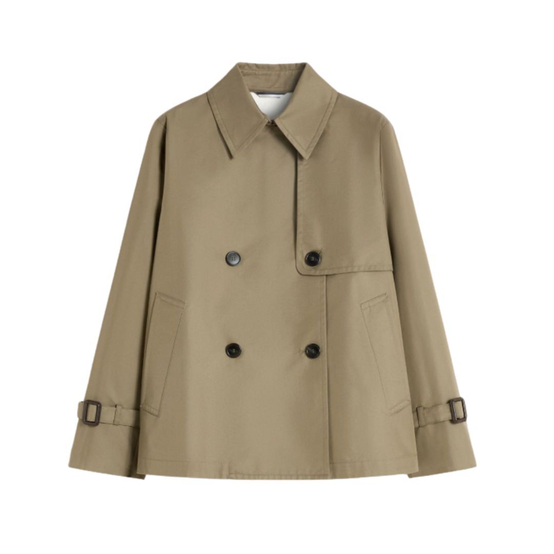 1FF0101-577 [MAX MARA WEEKEND] Cropped, Water-Repellent Gabardine Trench Coat Mud (SS26) #2615021051600 WKDBIGLIA-004 (C-EU-E)