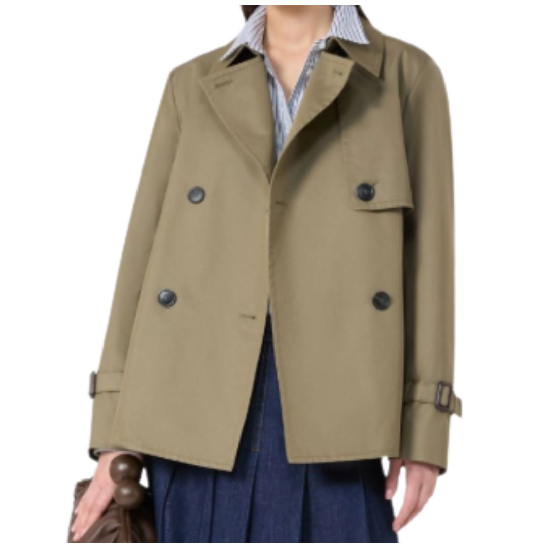 1FF0101-577 [MAX MARA WEEKEND] Cropped, Water-Repellent Gabardine Trench Coat Mud (SS26) #2615021051600 WKDBIGLIA-004 (C-EU-E)