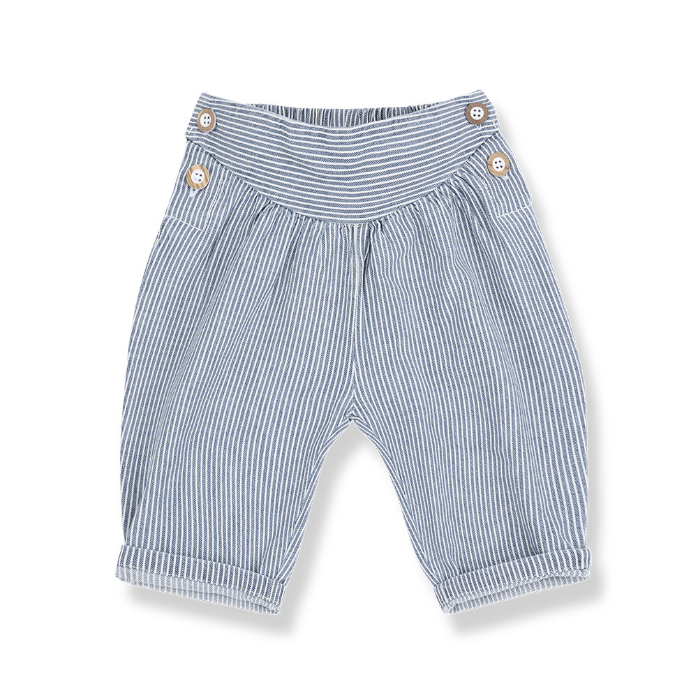 1+ in the family 側雙釦細條紋單寧長褲 MESQUIDA - denim