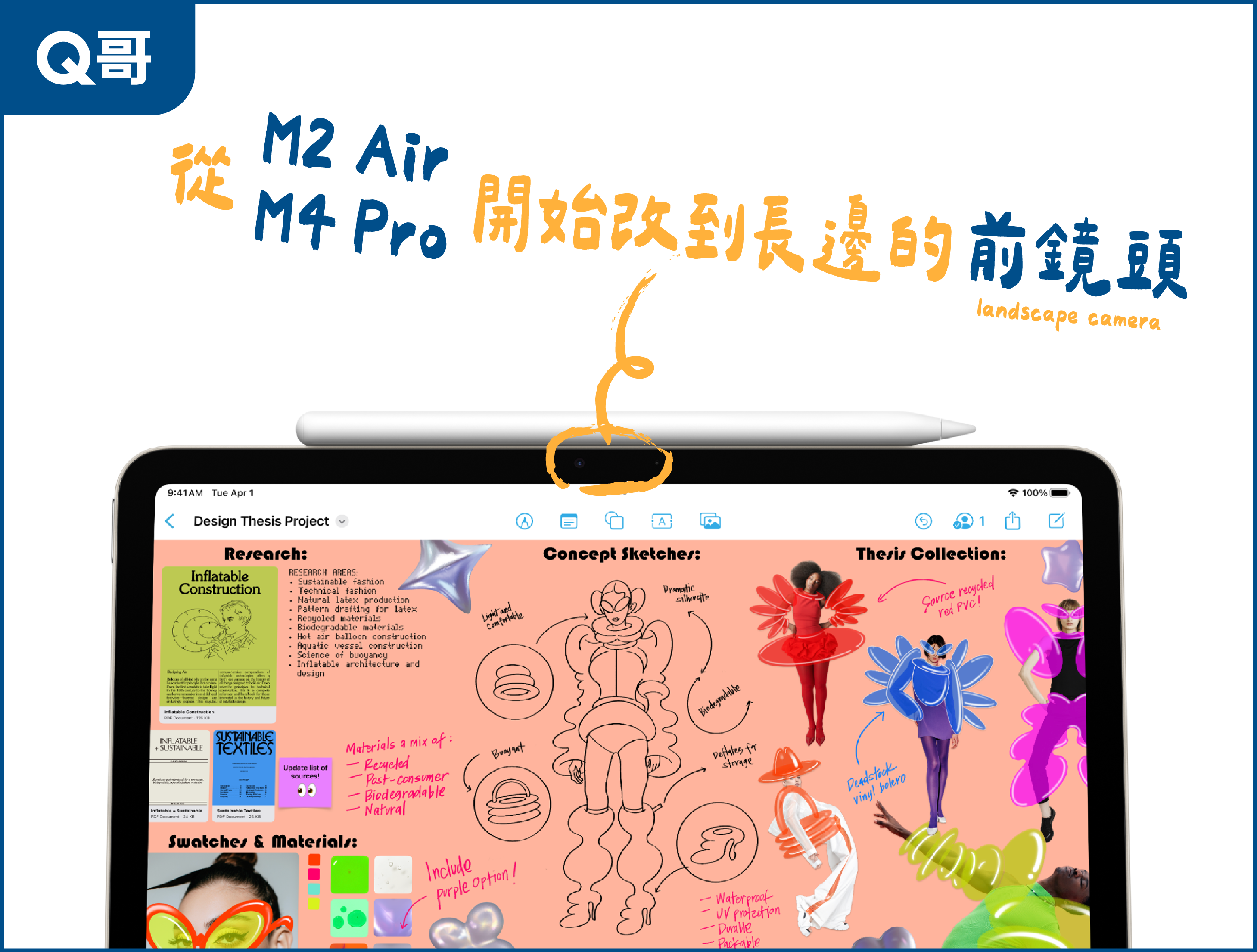 蘋果從 M2 Air 和 M4 Pro 開始的 iPad 將前鏡頭改置長邊,也調整了磁吸設計,將 Apple Pencil 進行迭代的與舊不相容更新