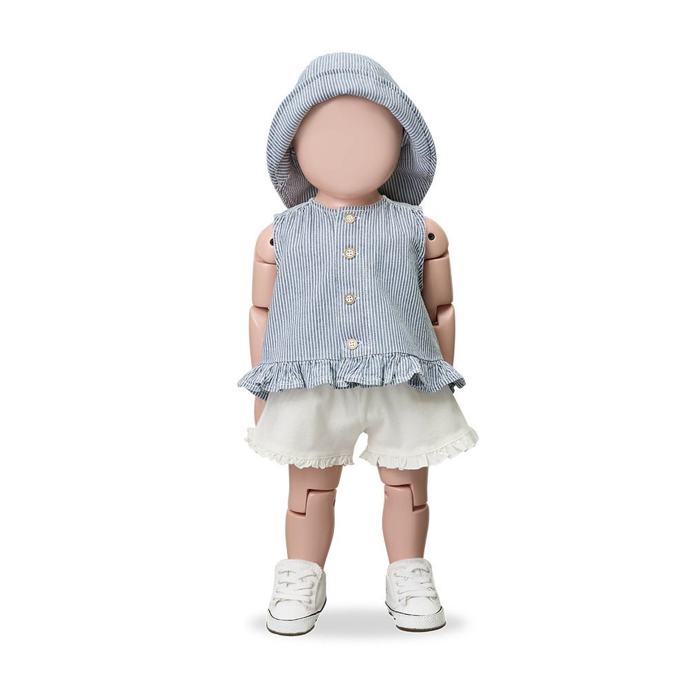 （預購）1+ in the family 排釦荷葉邊細條紋單寧上衣 ALCUDIA - denim