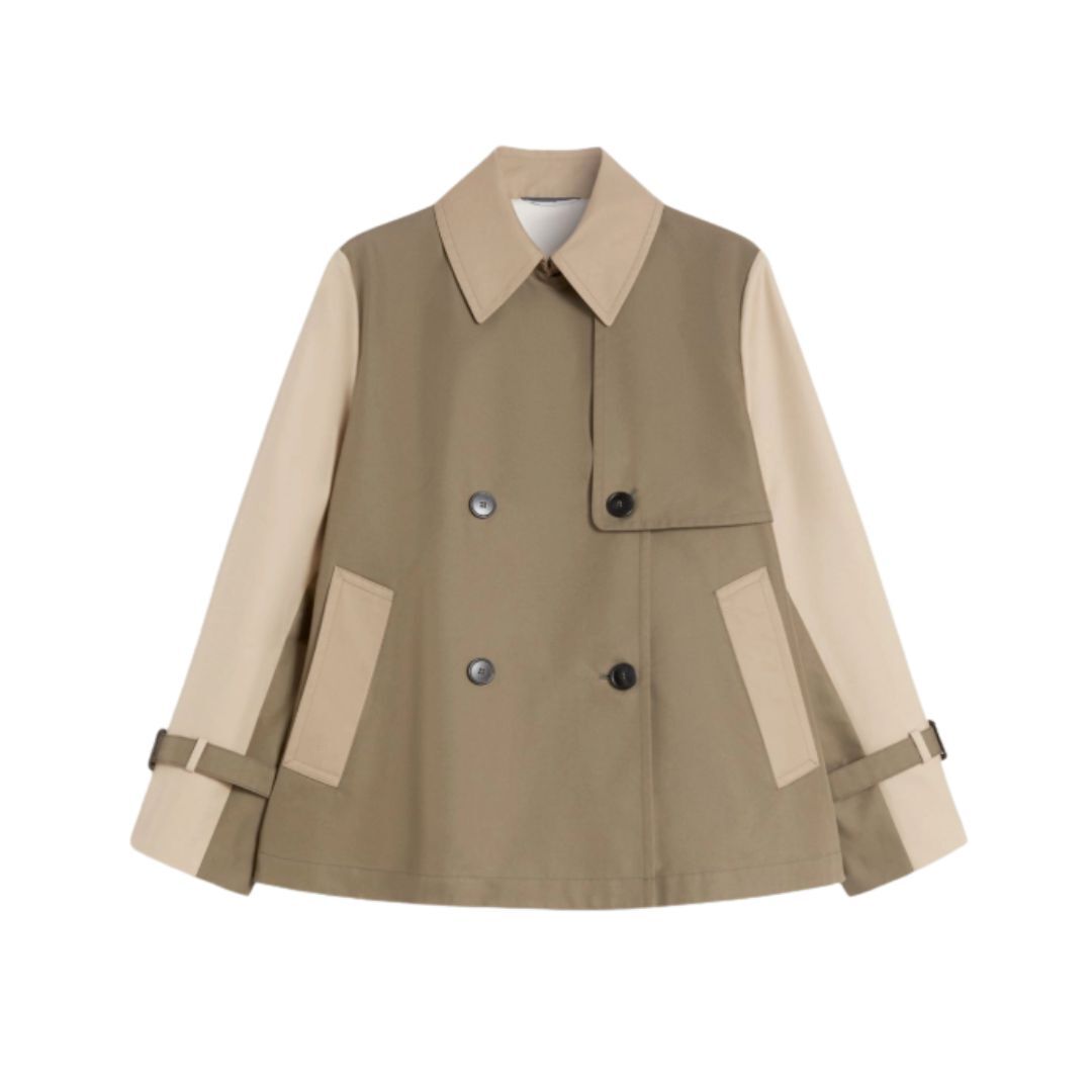 1FF0101-578 [MAX MARA WEEKEND] Cropped, Water-Repellent Gabardine Trench Coat Mud (SS26) #2615021051600 WKDBIGLIA-029 (C-EU-E)