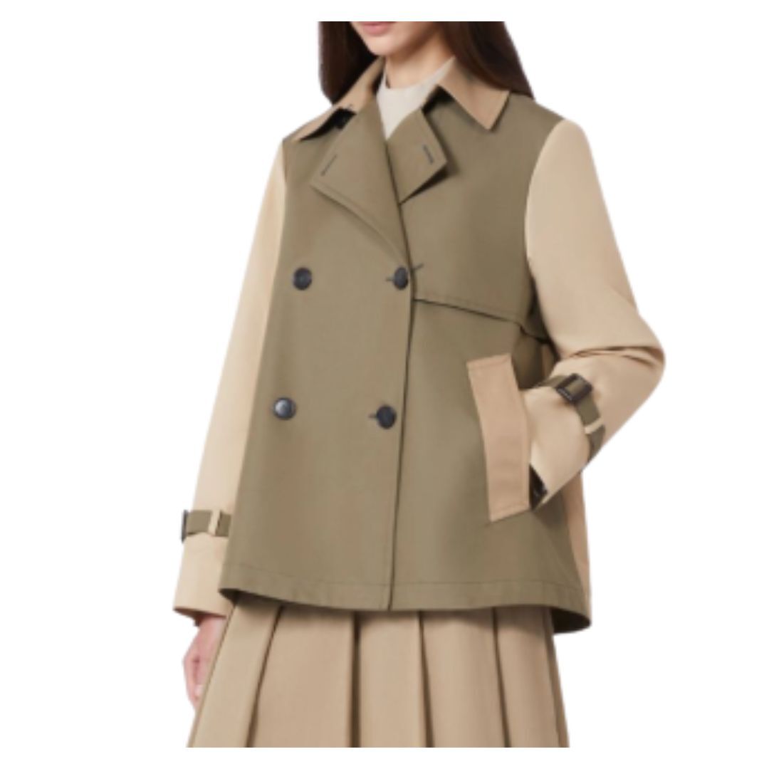 1FF0101-578 [MAX MARA WEEKEND] Cropped, Water-Repellent Gabardine Trench Coat Mud (SS26) #2615021051600 WKDBIGLIA-029 (C-EU-E)