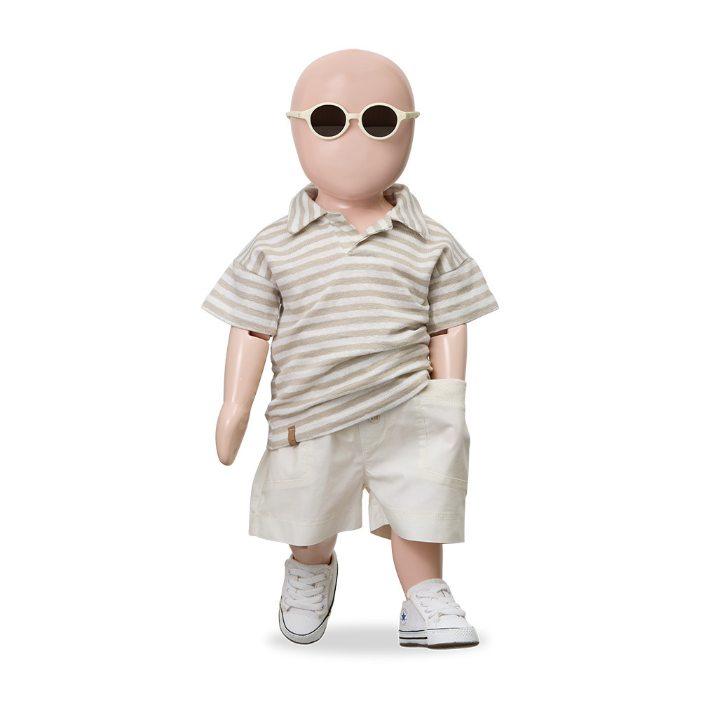 1+ in the family 橫條紋polo領上衣 BORRASSA - beige