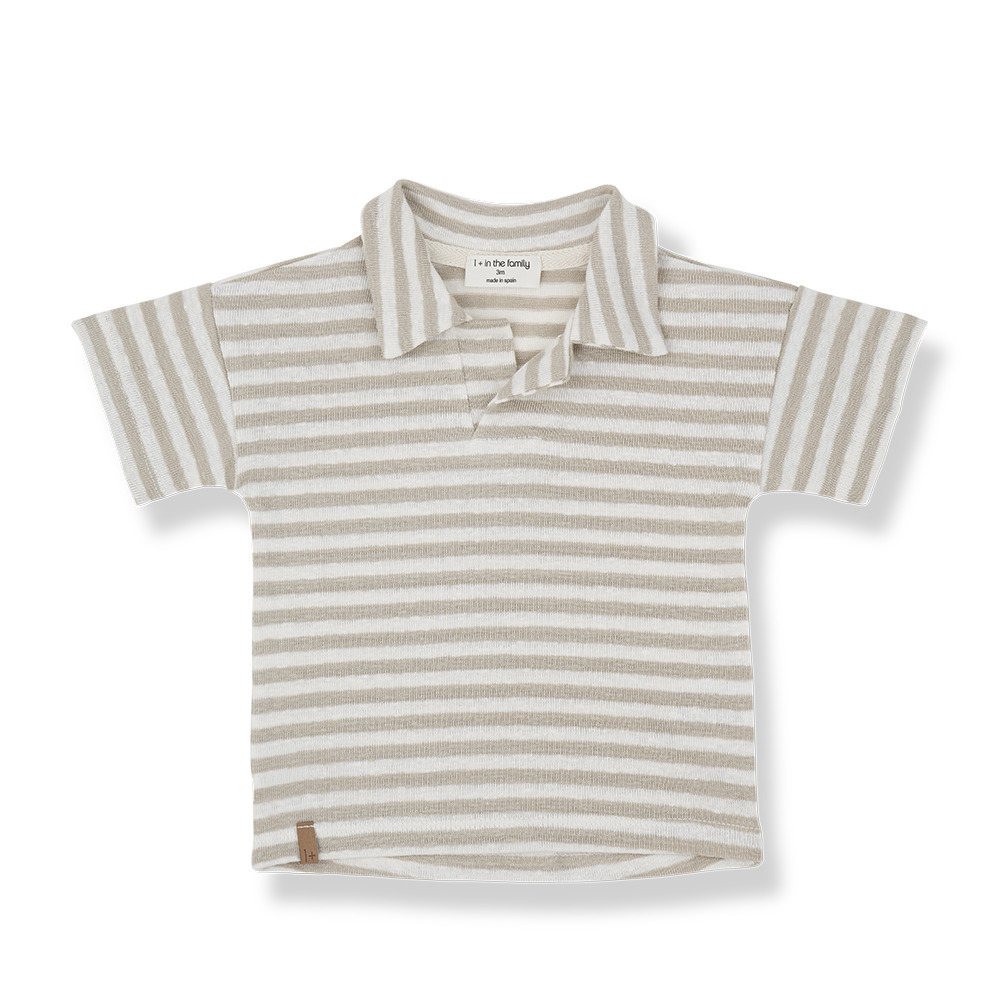 1+ in the family 橫條紋polo領上衣 BORRASSA - beige
