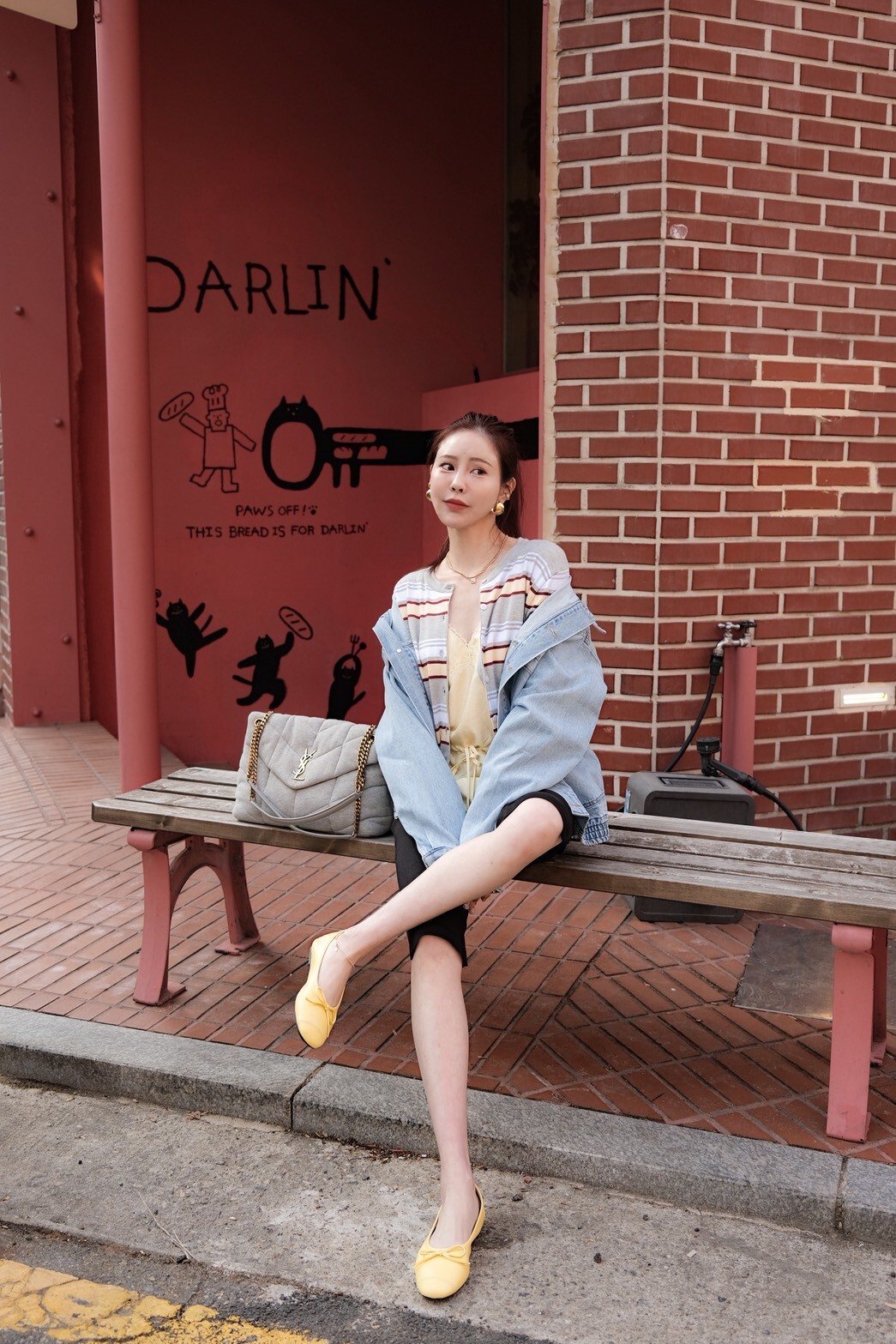 #AF11繽紛配色條紋小外套(水藍/灰/深藍)