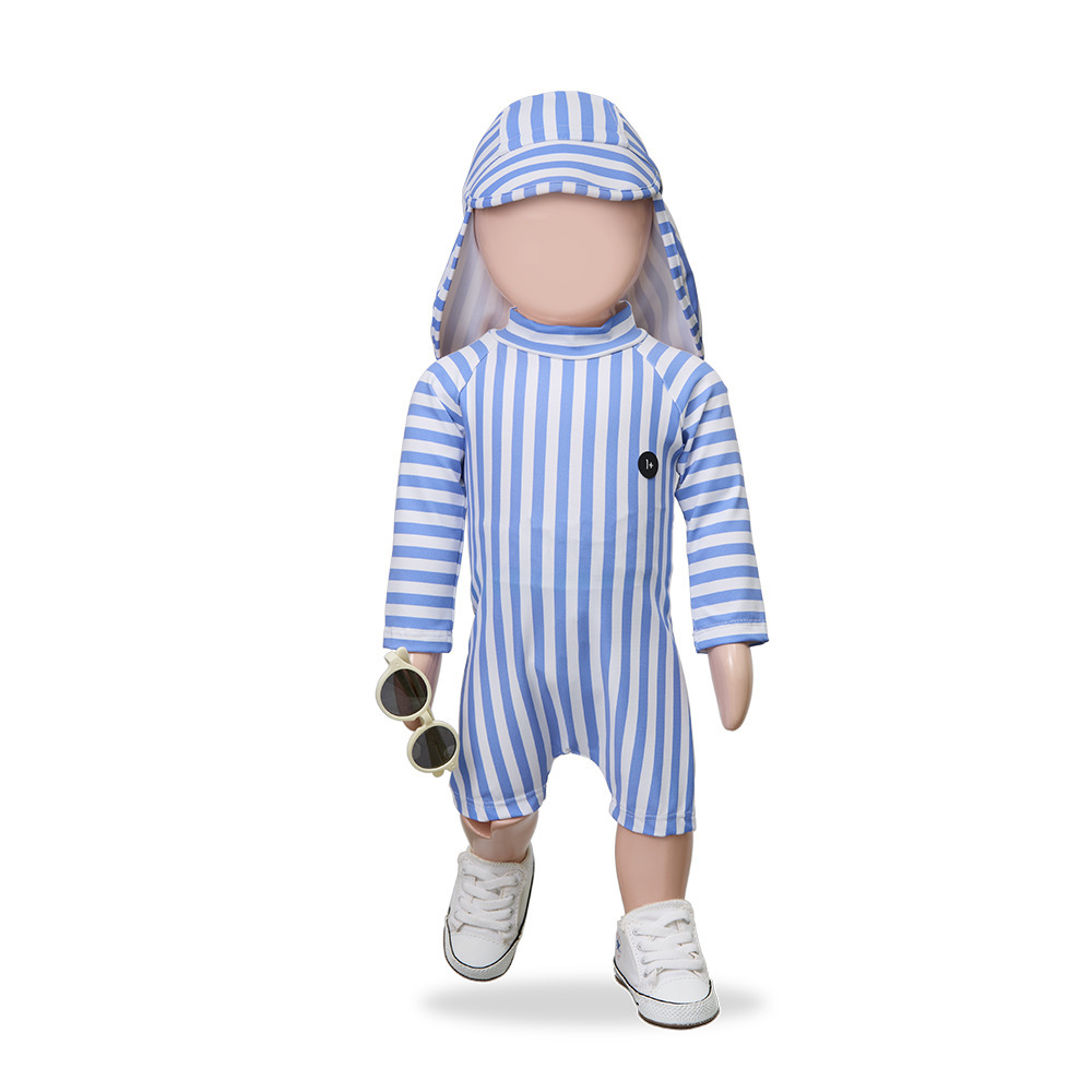 （預購）1+ in the family 條紋綁帶泳帽 EIVISSA - ultramarine