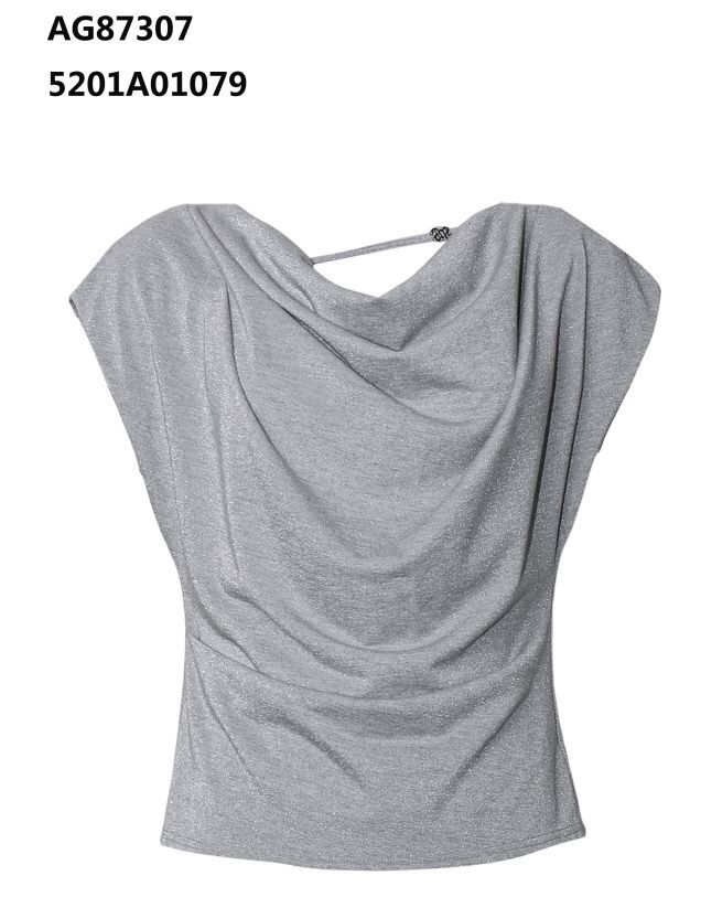 A74 ANOTHER ONE 灰色不規則皺摺上衣｜5201A01079