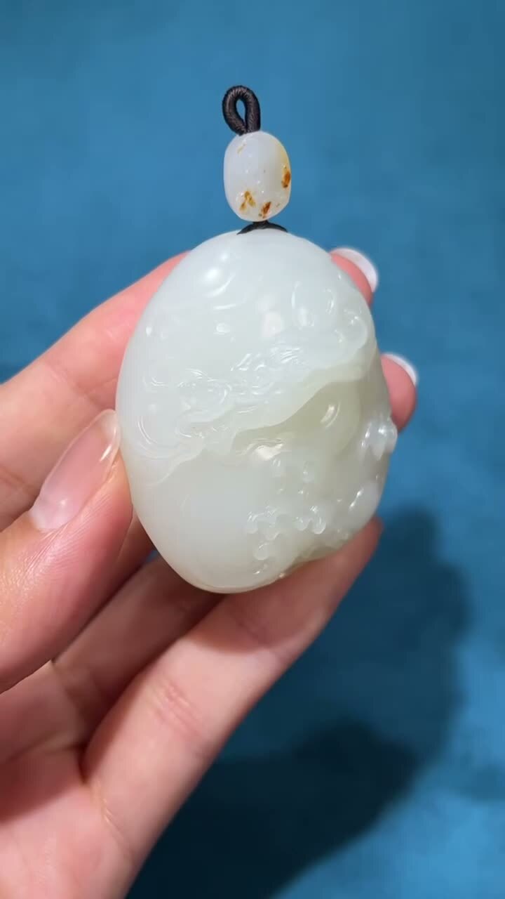 和田玉籽料龍騰四海,天然和田玉軟玉