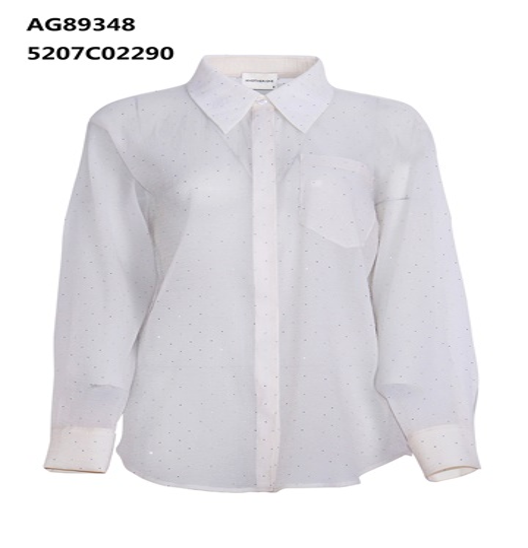 A75 ANOTHER ONE 淺杏色網紗閃石透視長袖恤衫｜5207C02290