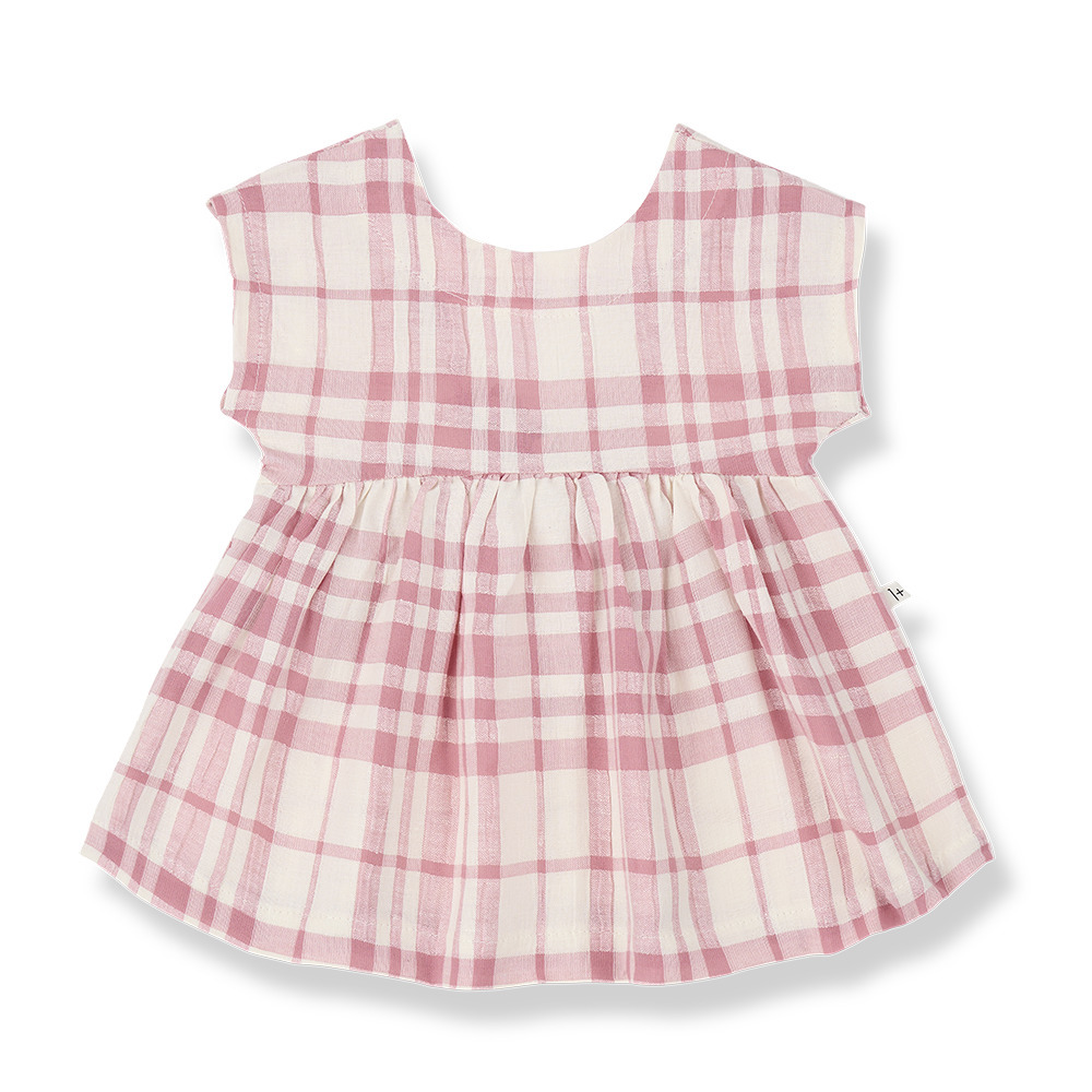 1+ in the family 後v領綁帶格紋洋裝 MURTRA - strawberry