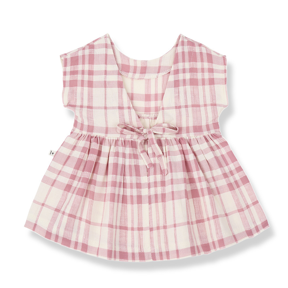 1+ in the family 後v領綁帶格紋洋裝 MURTRA - strawberry