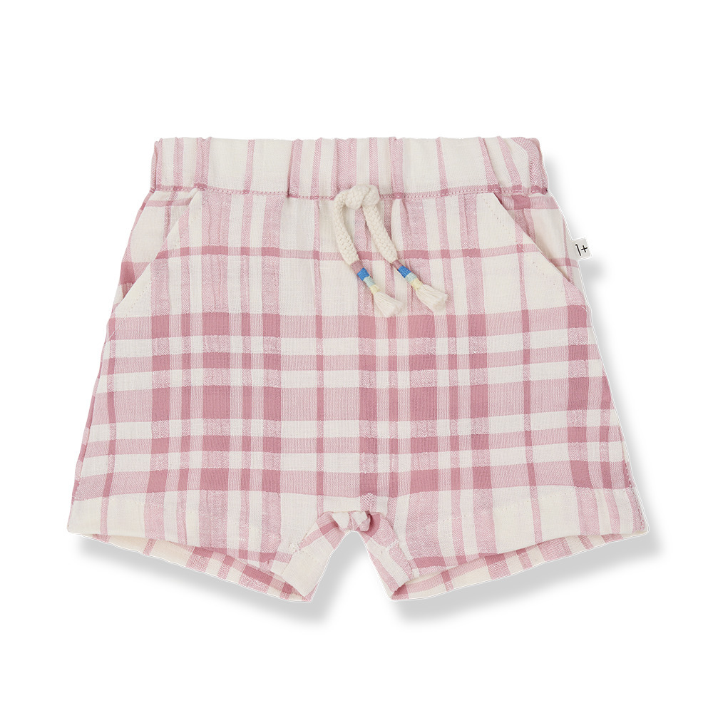 1+ in the family 格紋綁帶短褲 GOLA- strawberry