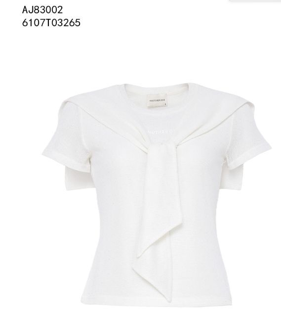 A81 ANOTHER ONE 閃亮針織短袖T-Shirt (連披肩) - 月光白｜6107T03265