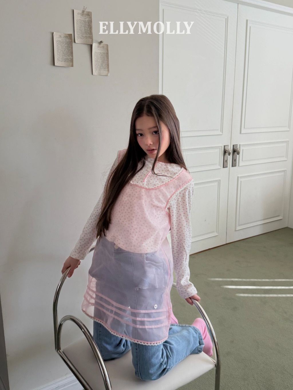 正韓夏EllyMolly 兩色網紗疊穿背心