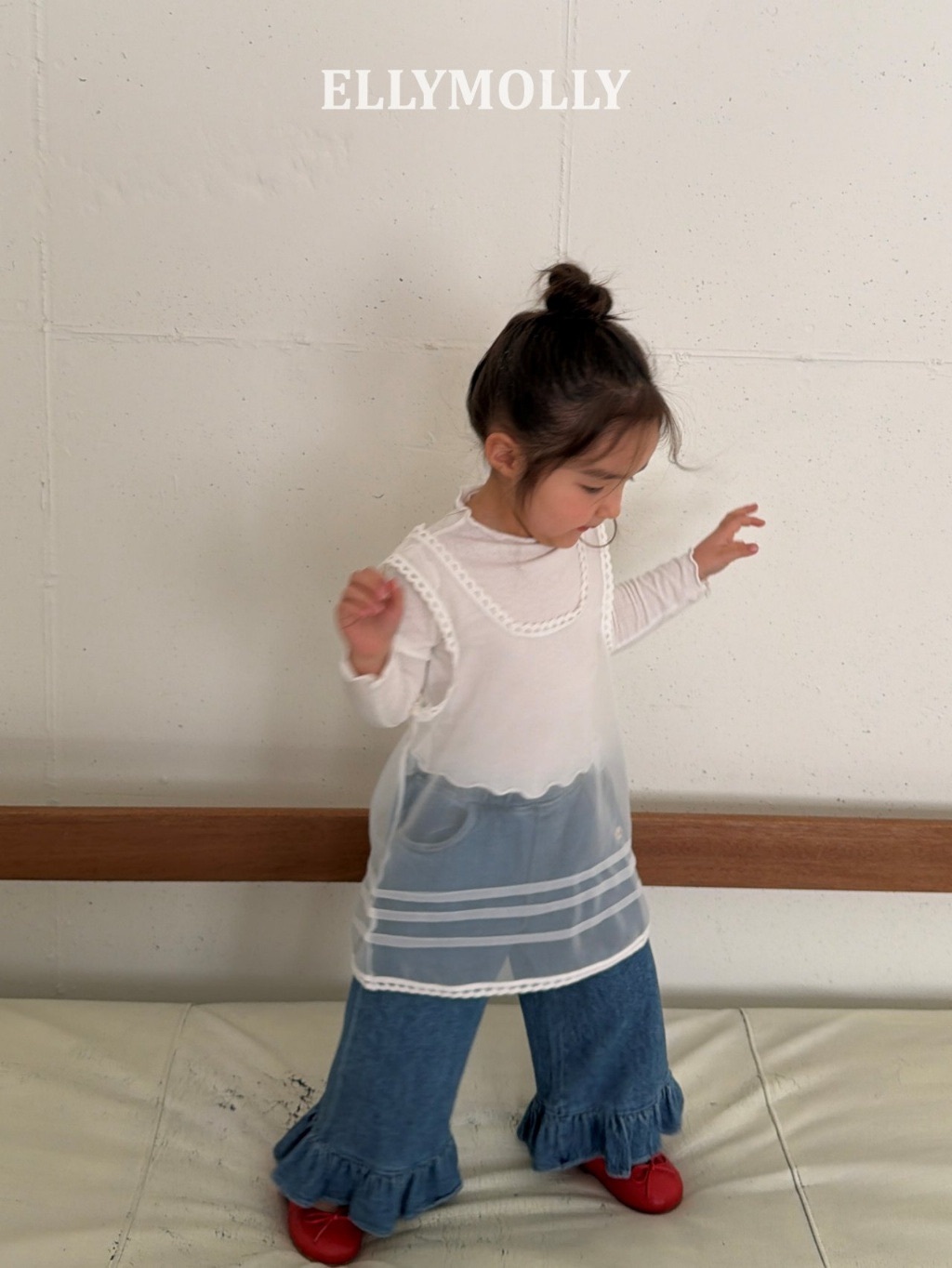 正韓春EllyMolly 兩色網紗疊穿背心