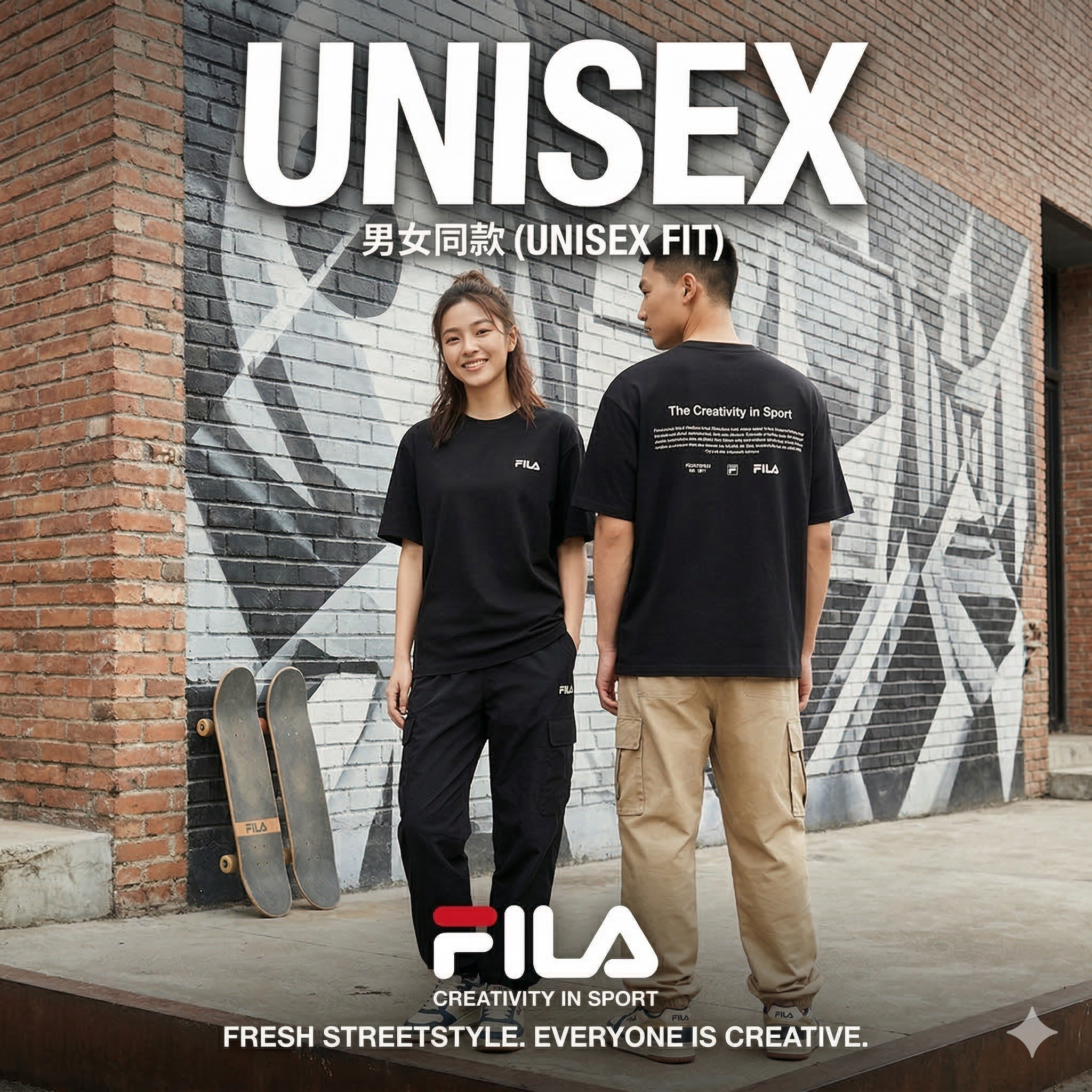 【直播】FILA LX031695 男女同款短袖上衣