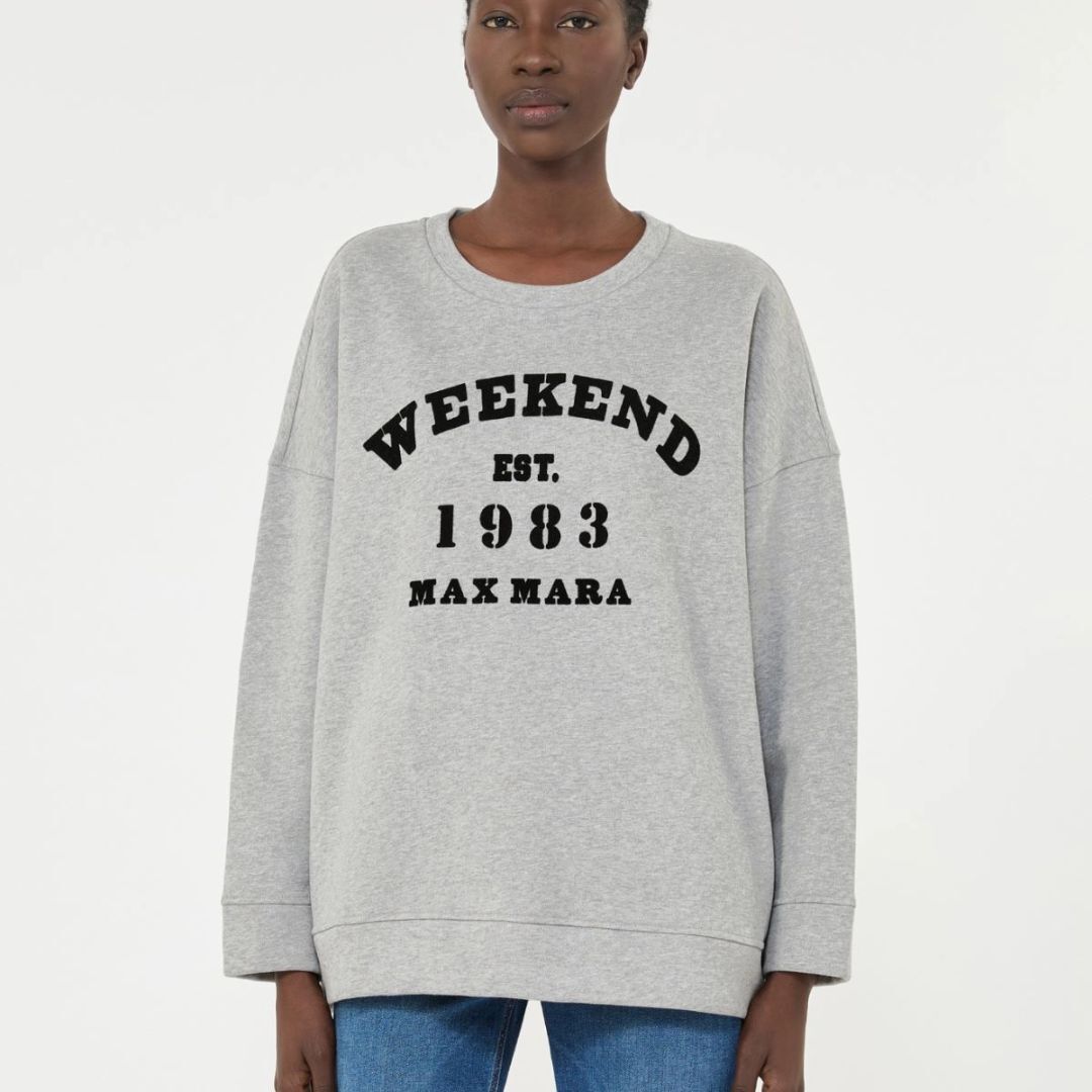1FF0101-594 [MAX MARA WEEKEND] Cotton Crew-Neck Sweatshirt Light Grey (SS26) #2615921041600 WKDGOMMOSO-002 (C-EU-E)