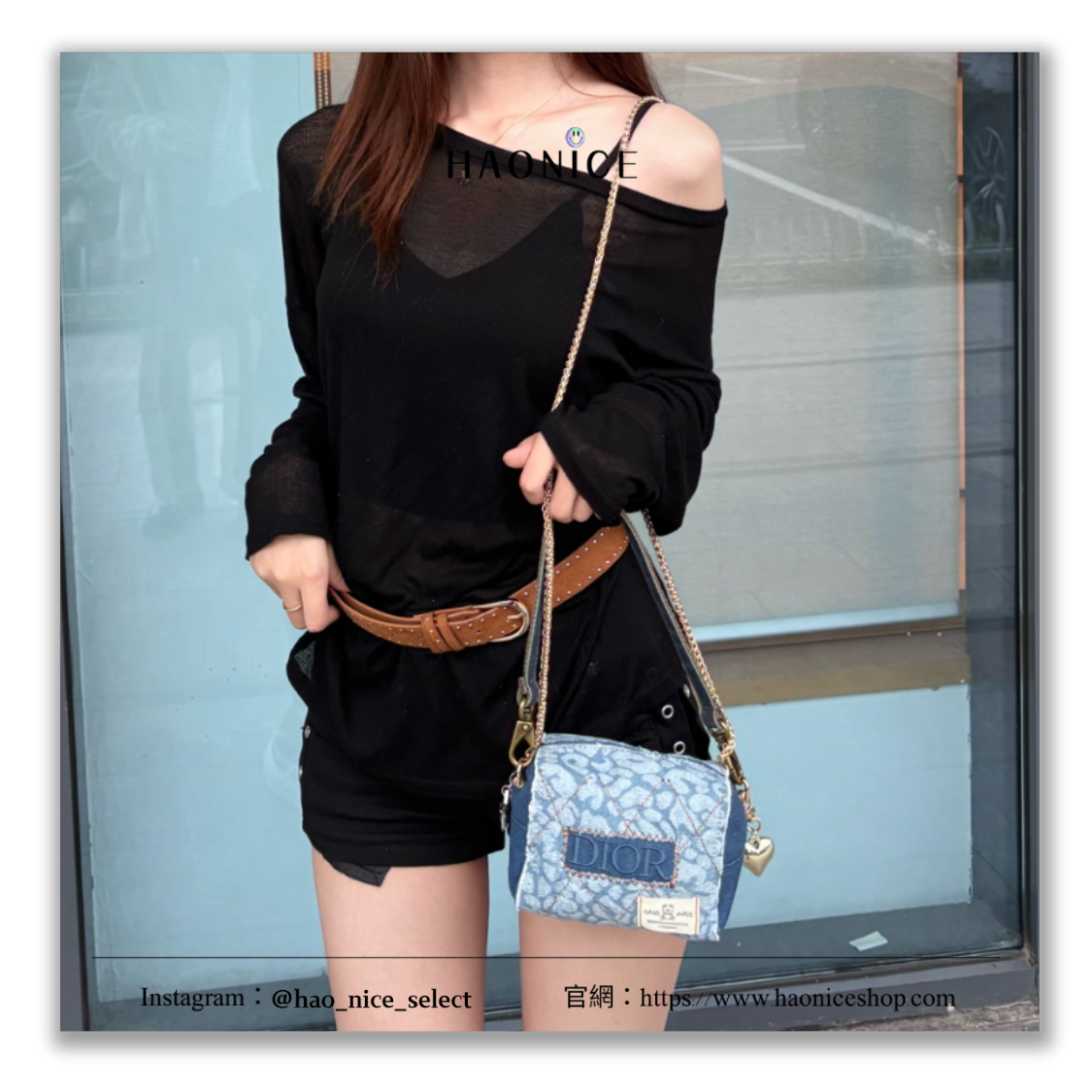 【HAO NICE】藝術訂製款🎨 Dior 迪奧 火心 丹寧復古牛仔包 手工縫紉 小熊標 化妝包 斜挎包 鏈條包