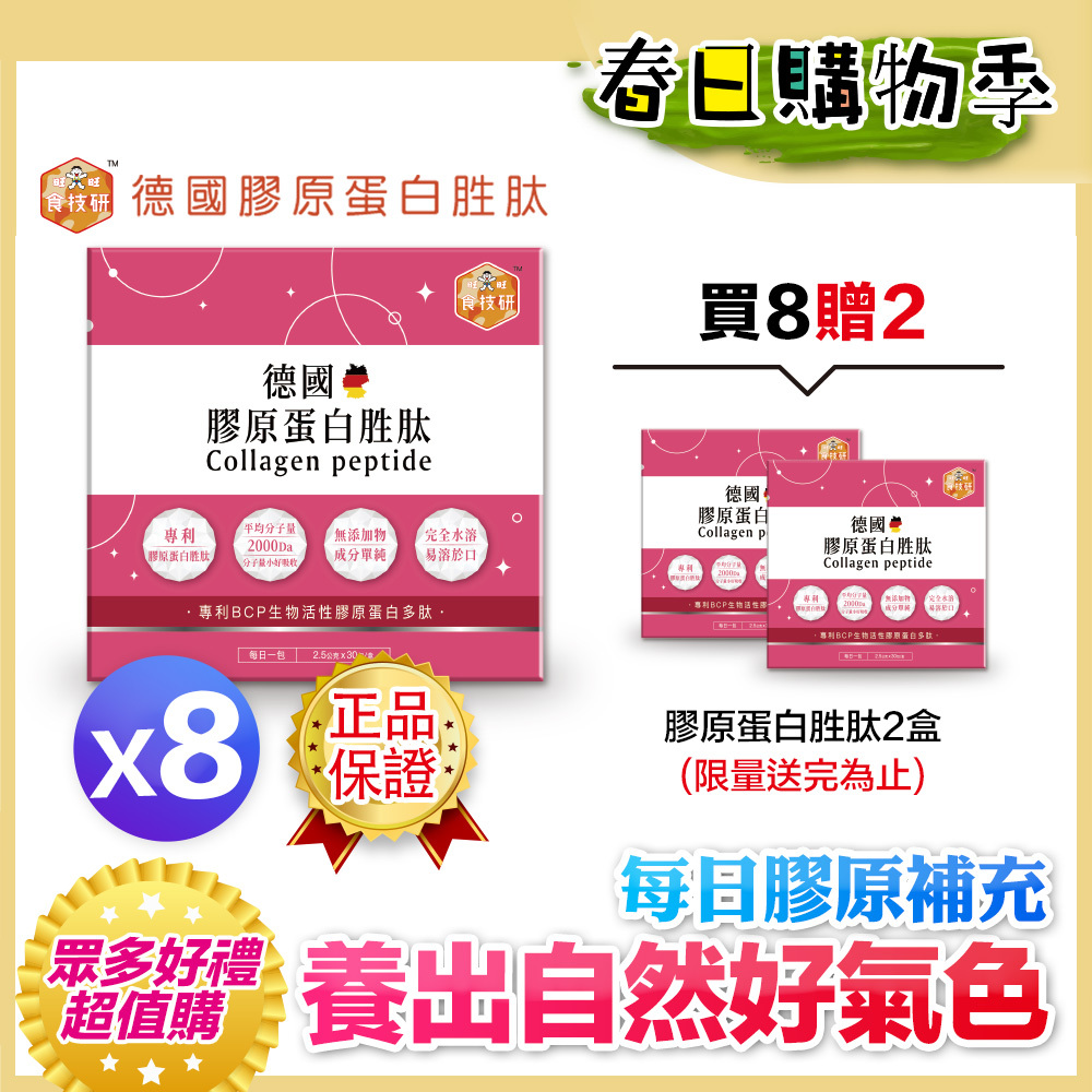 🔥熱銷回饋贈｜每日膠原補給｜皮膚Q彈好氣色｜【食技研】德國專利膠原蛋白胜肽-養顏美容(專利VERISOL®)八盒入