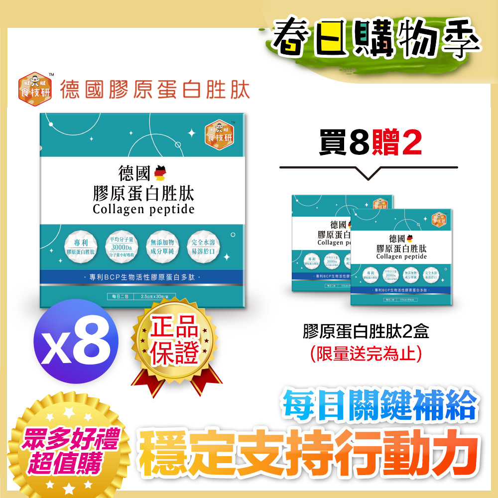 🔥熱銷回饋贈｜每日關鍵補給｜穩定支持行動力｜【食技研】德國專利膠原蛋白胜肽-增強行動力(專利FORTIGEL®)八盒入