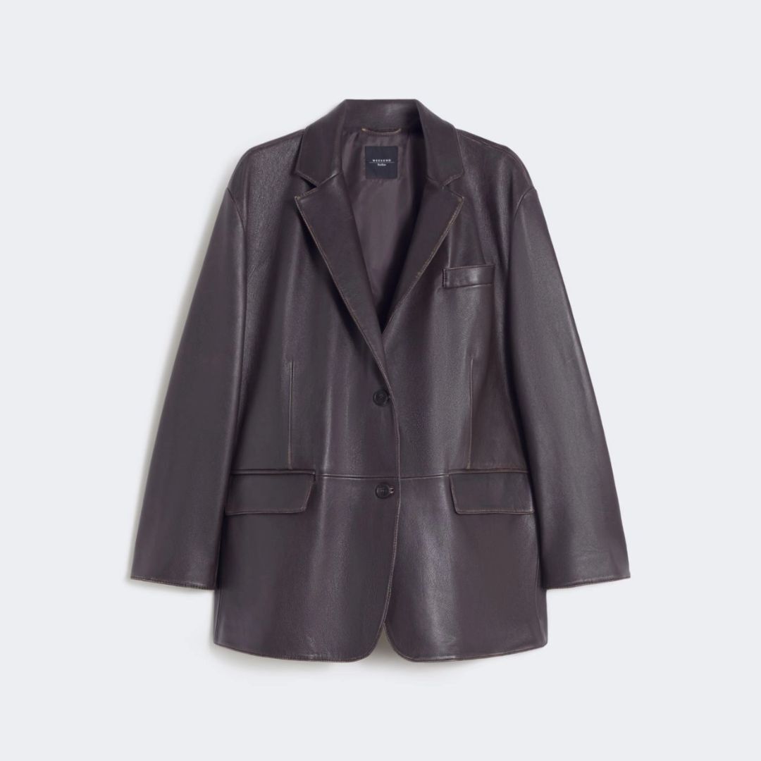 1FF0101-591 [MAX MARA WEEKEND] Oversized Leather Blazer Brown (SS26) #2615441041600 WKDPILA-001 (C-EU-E)