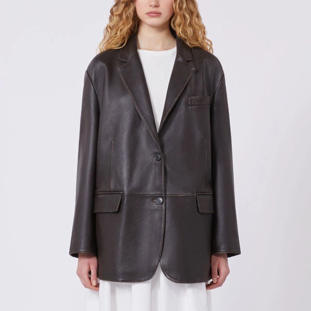 1FF0101-591 [MAX MARA WEEKEND] Oversized Leather Blazer Brown (SS26) #2615441041600 WKDPILA-001 (C-EU-E)